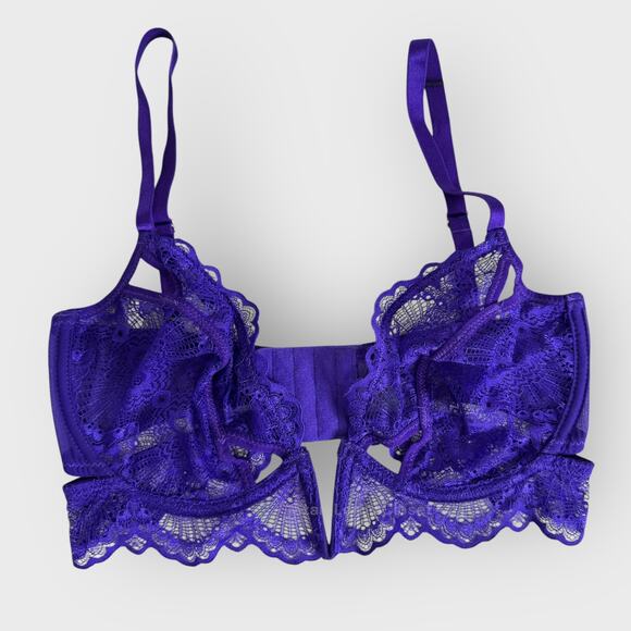 Thistle & Spire Kane 34DD Purple V-wire Lace Bra - Alt Goth Lingerie Gift - Picture 1 of 10